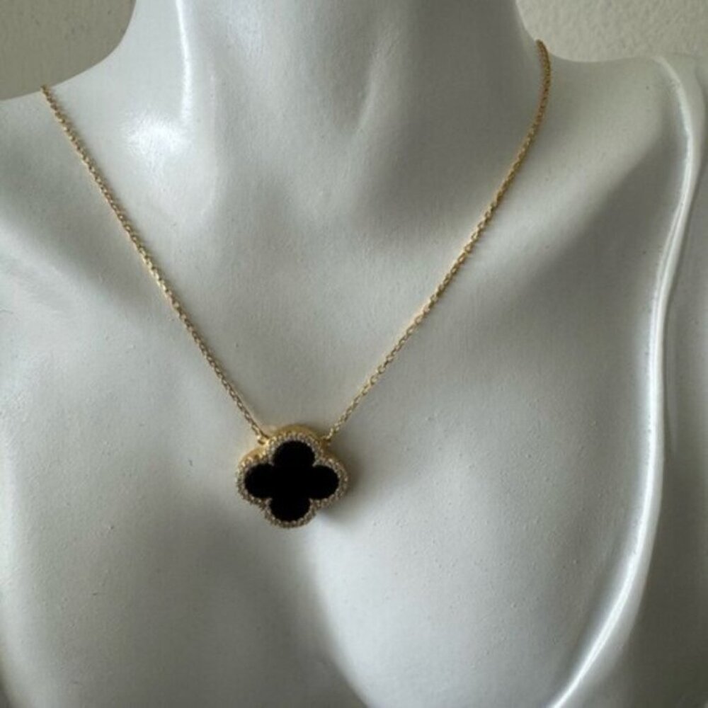 Rachel Zoe Sterling Silver 925 Gold Plated Clever Reversibl Necklace Pearl Onyx - Picture 8 of 16
